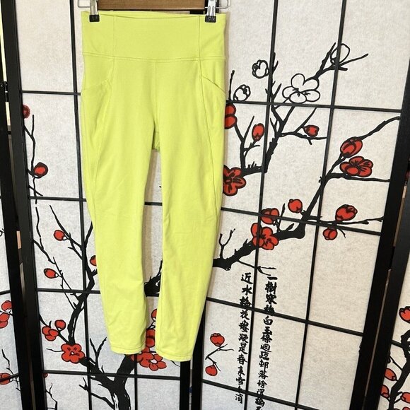 Lululemon Time To Sweat Crop 23" Leggings In Lemon Vibe Size 4 - Picture 4 of 7